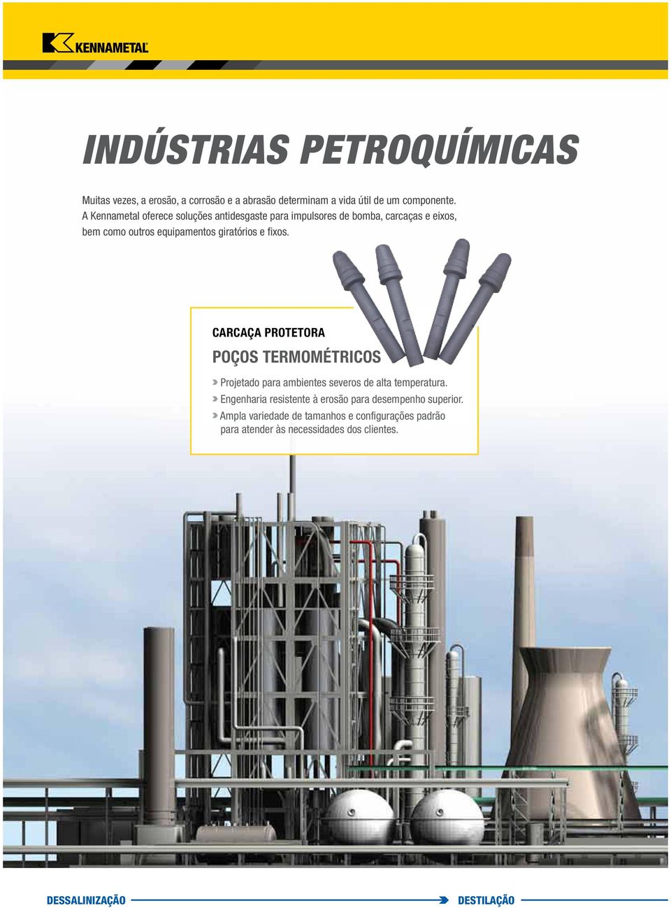 fixos. carcaça protetora poços termométricos Projetado para ambientes severos de alta temperatura.