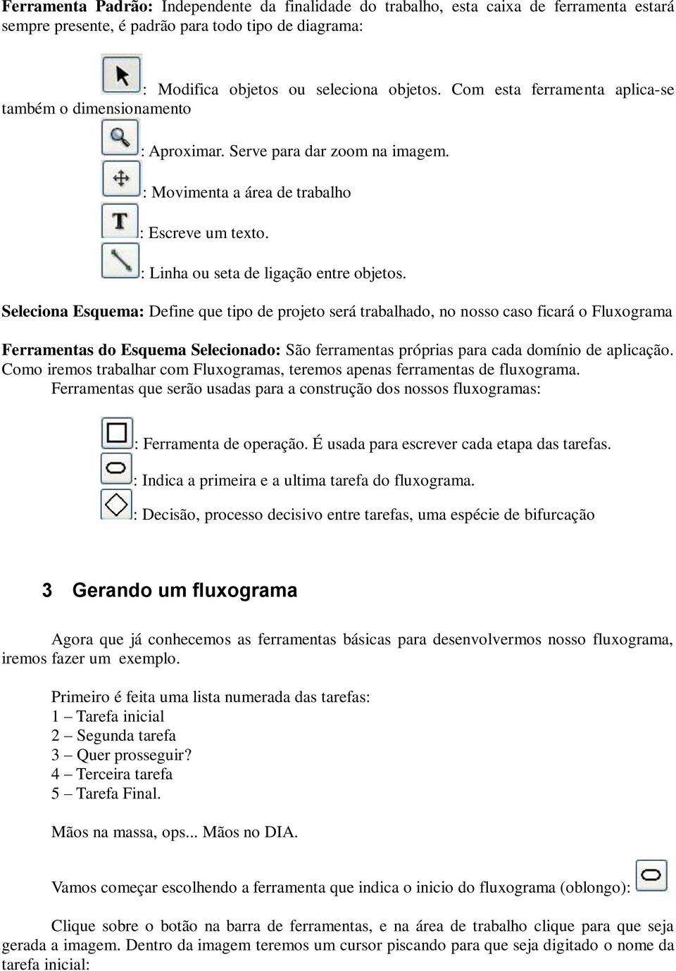 Seleciona Esquema: Define que tipo de projeto será trabalhado, no nosso caso ficará o Fluxograma Ferramentas do Esquema Selecionado: São ferramentas próprias para cada domínio de aplicação.