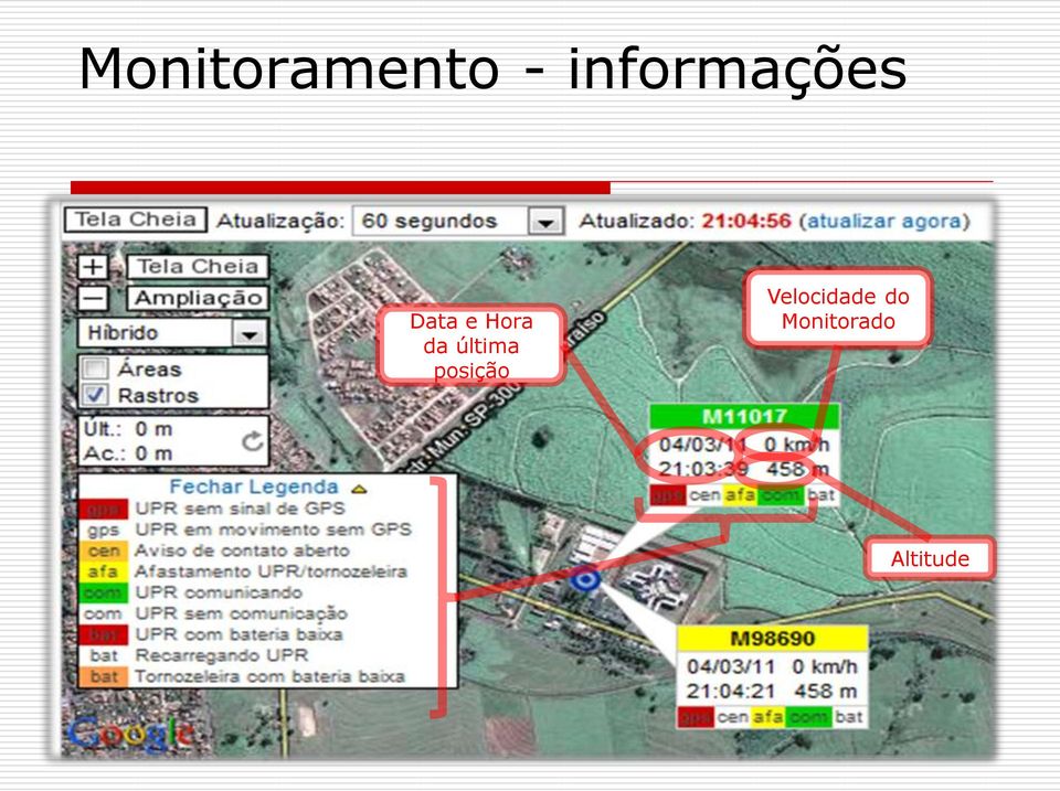 Hora da última posição