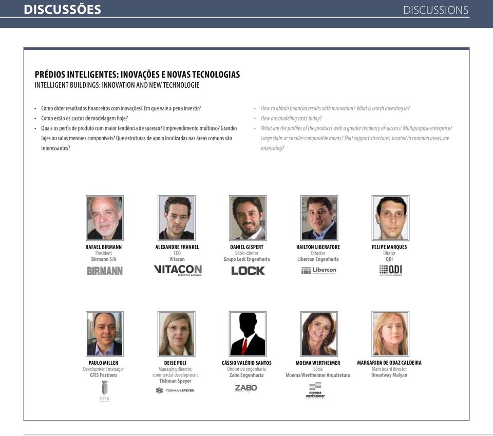 Que estruturas de apoio localizadas nas áreas comuns são interessantes? How to obtain financial results with innovation? What is worth investing in? How are modeling costs today?