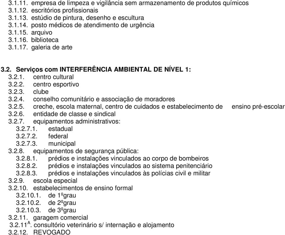 2.3. clube 3.2.4. conselho comunitário e associação de moradores 3.2.5. creche, escola maternal, centro de cuidados e estabelecimento de ensino pré-escolar 3.2.6. entidade de classe e sindical 3.2.7.