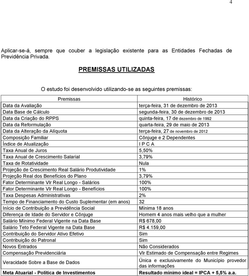 de dezembro de 2013 Data da Criação do RPPS quinta-feira, 17 de dezembro de 1992 Data da Reformulação quarta-feira, 29 de maio de 2013 Data da Alteração da Alíquota terça-feira, 27 de novembro de