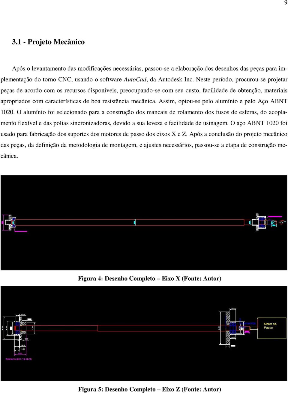 mecânica. Assim, optou-se pelo alumínio e pelo Aço ABNT 1020.