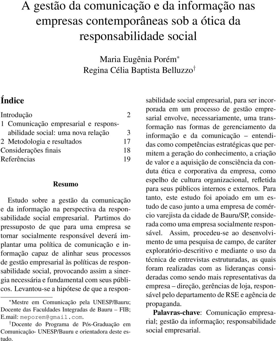 perspectiva da responsabilidade social empresarial.