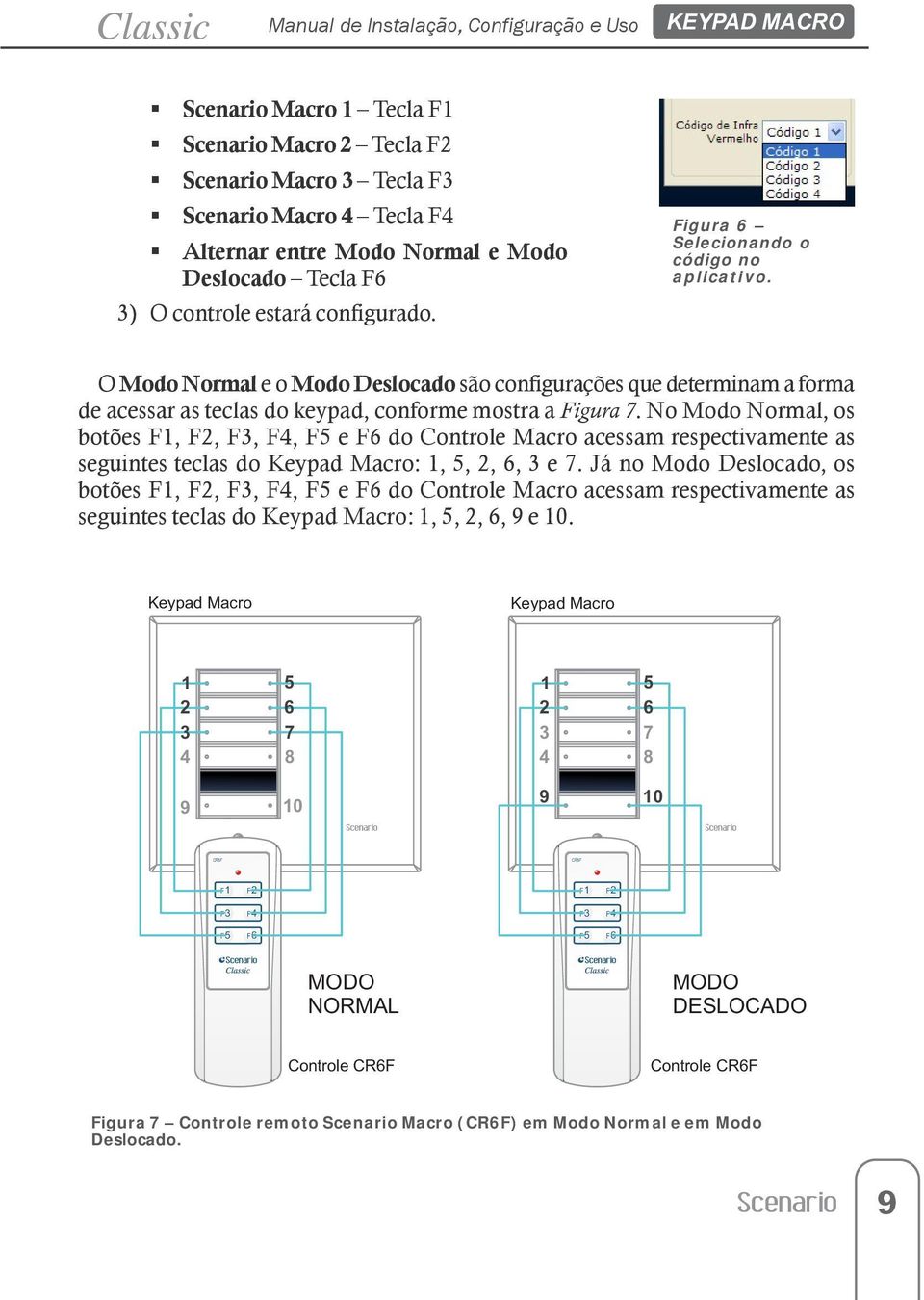 O Modo Normal e o Modo Deslocado são configurações que determinam a forma de acessar as teclas do keypad, conforme mostra a Figura 7.