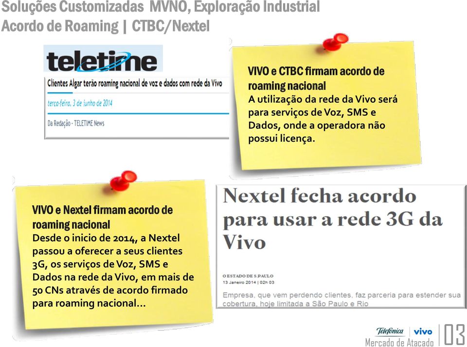 VIVO e Nextel firmam acordo de roaming nacional Desde o inicio de 2014, a Nextel passou a oferecer a seus clientes 3G, os