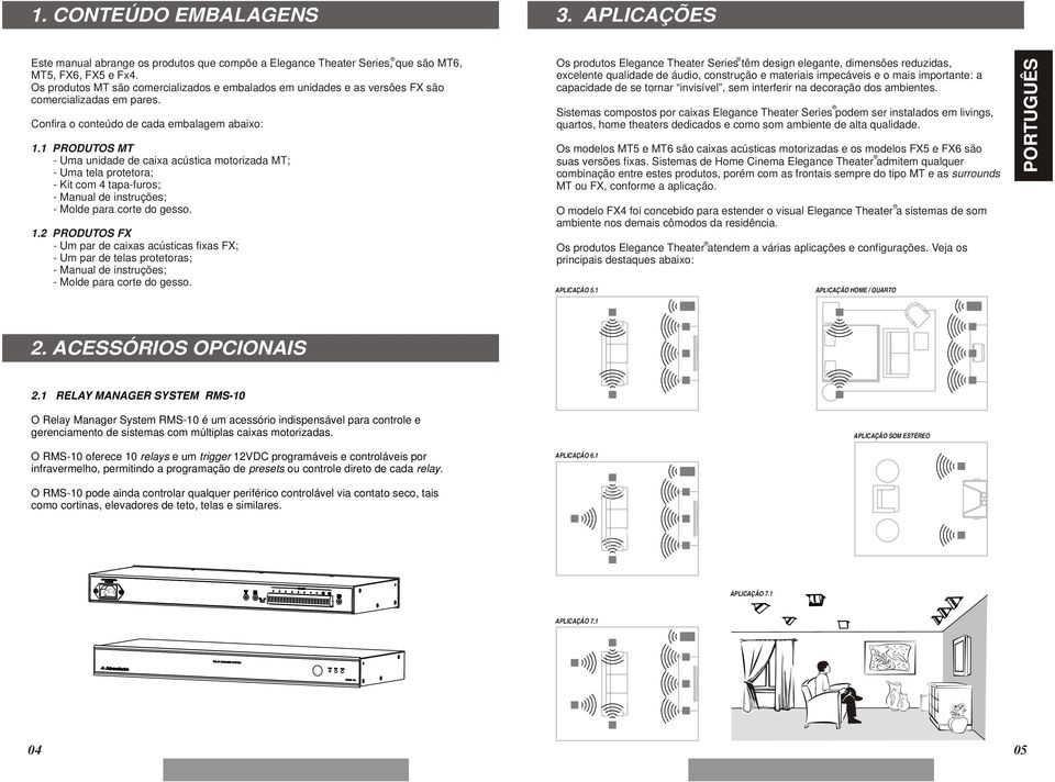 1 PRODUTOS MT - Uma unidade de caixa acústica motorizada MT; - Uma tela protetora; - Kit com 4 tapa-furos; - Manual de instruções; - Molde para corte do gesso. 1.