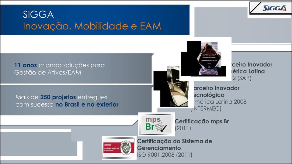 América Latina 2012 (SAP) Parceiro Inovador Tecnológico América Latina 2008