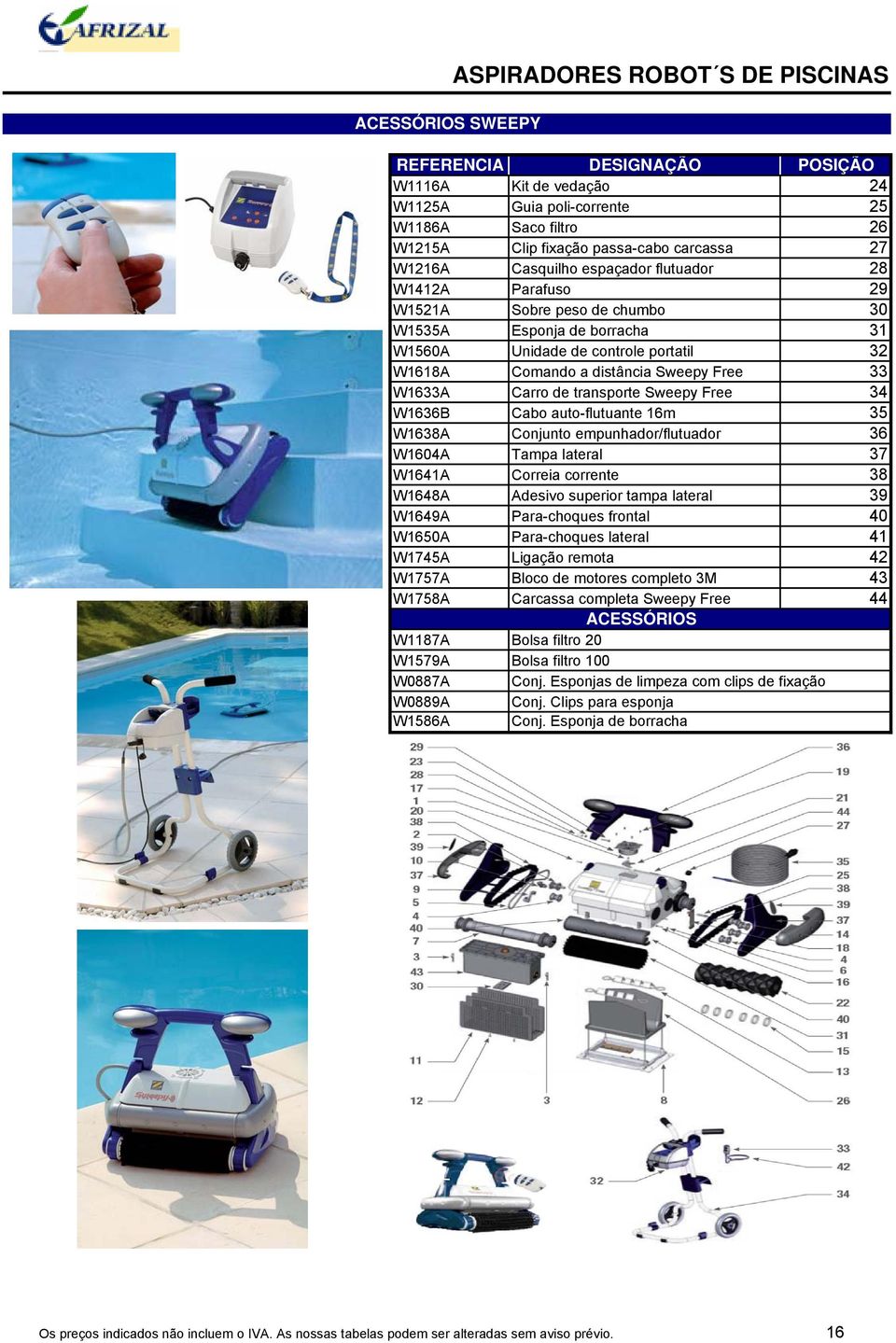 auto-flutuante 16m 35 W1638A Conjunto empunhador/flutuador 36 W1604A Tampa lateral 37 W1641A Correia corrente 38 W1648A Adesivo superior tampa lateral 39 W1649A Para-choques frontal 40 W1650A