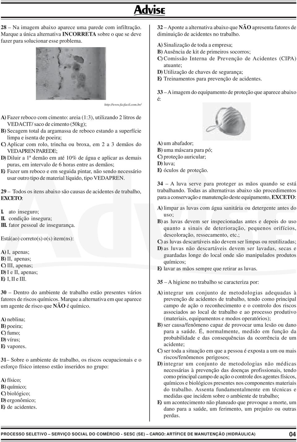 prevenção de acidentes.