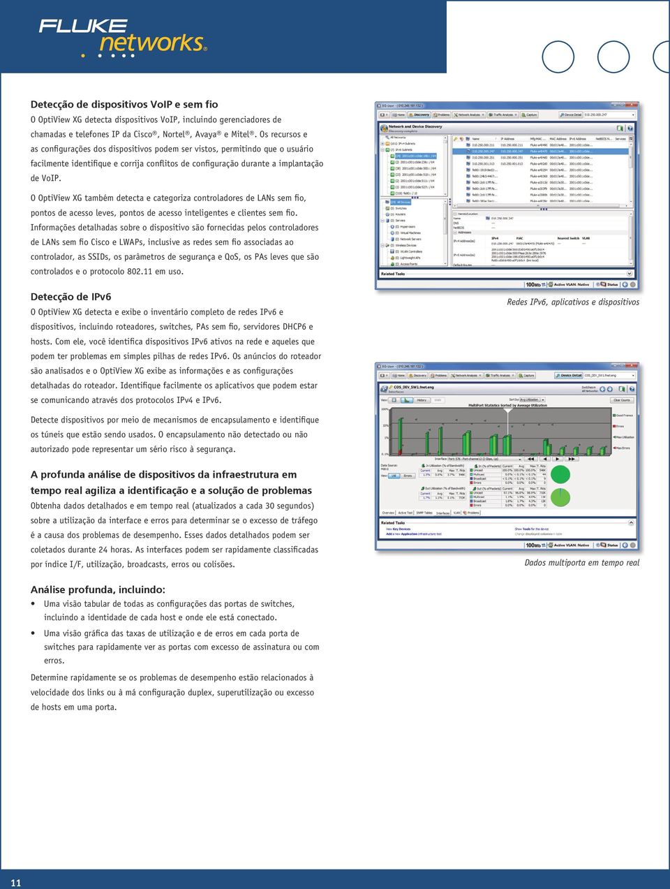 O OptiView XG também detecta e categoriza controladores de LANs sem fio, pontos de acesso leves, pontos de acesso inteligentes e clientes sem fio.