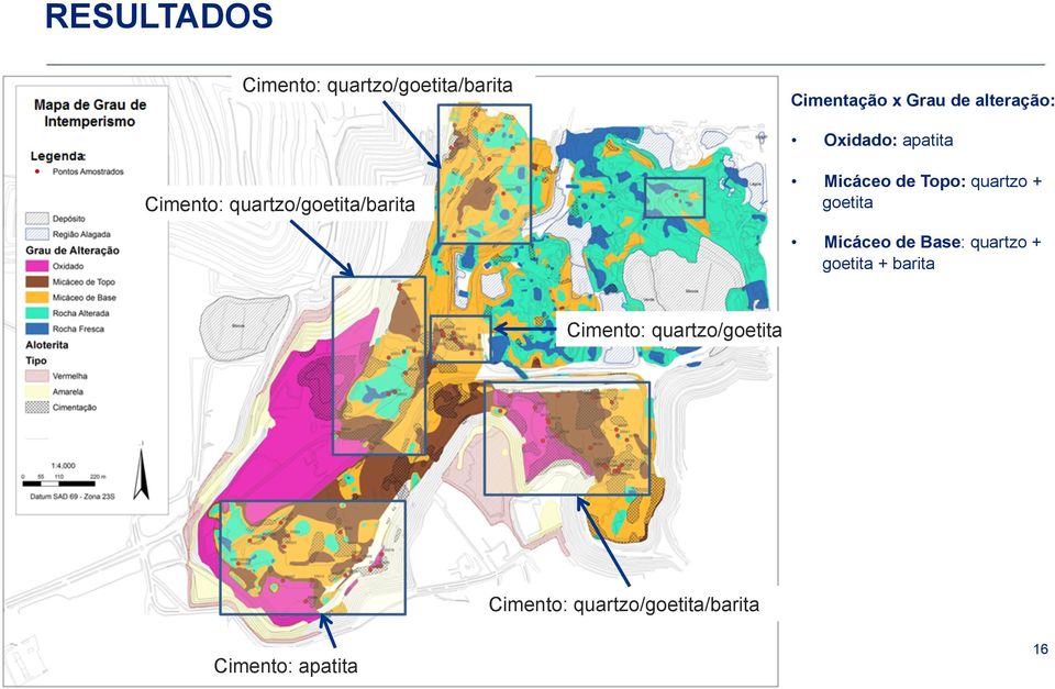 de Topo: quartzo + goetita Micáceo de Base: quartzo + goetita +