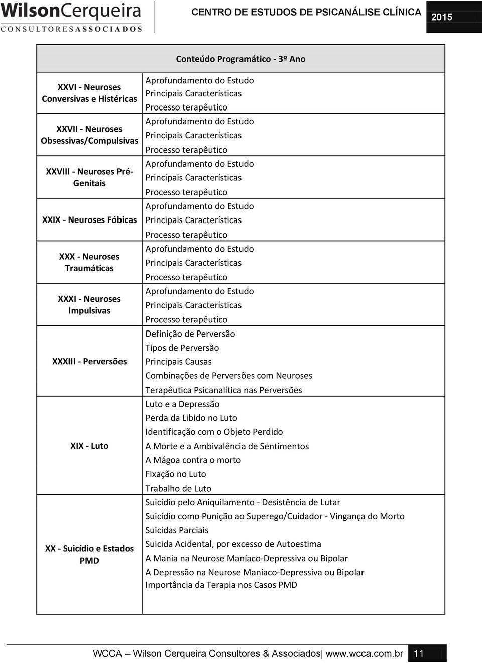 Características Processo terapêutico Aprofundamento do Estudo Principais Características Processo terapêutico Aprofundamento do Estudo Principais Características Processo terapêutico Aprofundamento