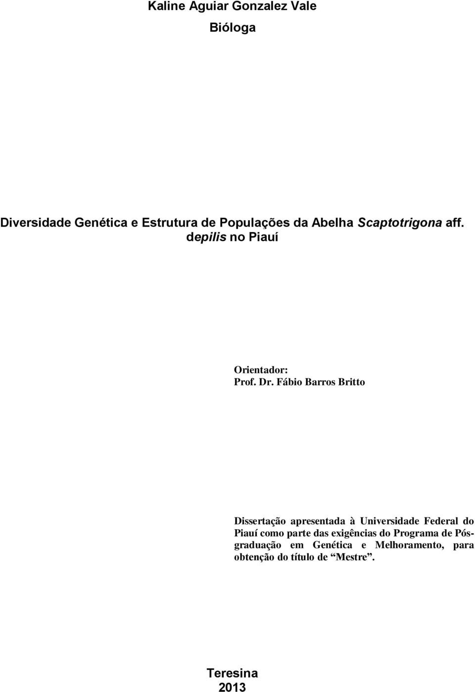 Fábio Barros Britto Dissertação apresentada à Universidade Federal do Piauí como parte