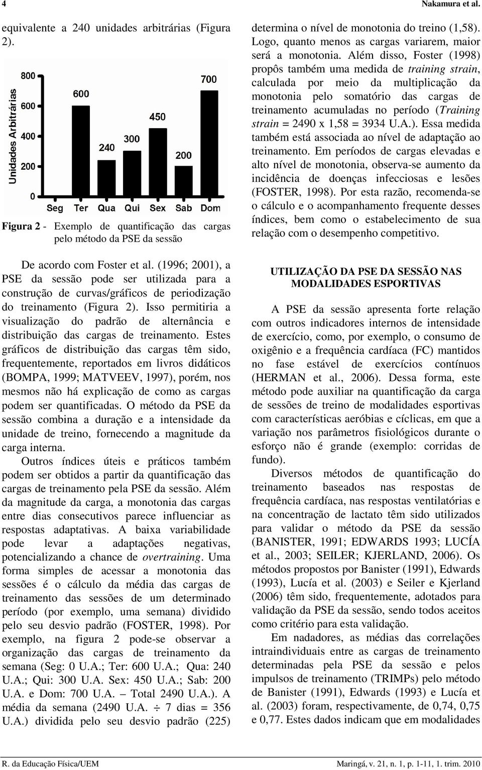 Isso permitiria a visualização do padrão de alternância e distribuição das cargas de treinamento.