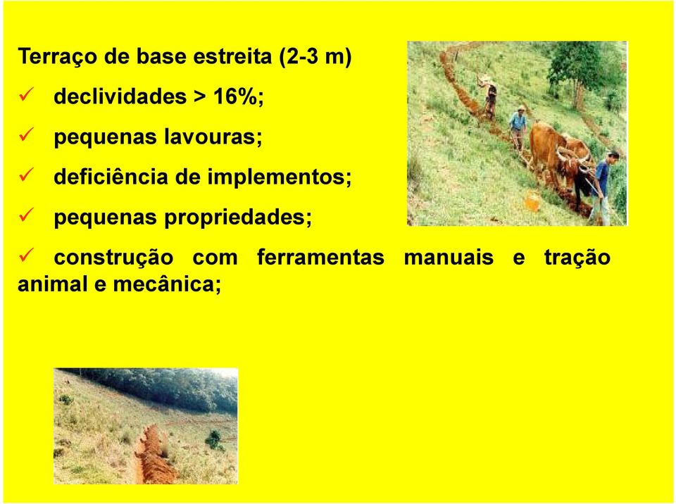 propriedades; construção com ferramentas manuais e tração