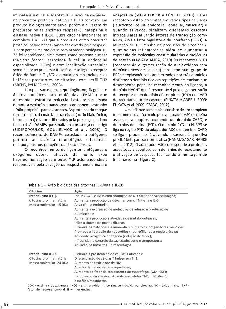 Outra citocina importante no complexo é a IL-33 que é produzida como precursor proteico inativo necessitando ser clivado pela caspase- 1 para gerar uma molécula com atividade biológica.