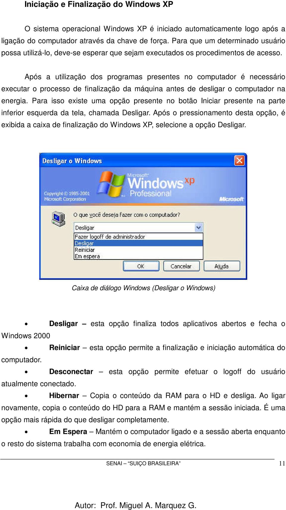 Após a utilização dos programas presentes no computador é necessário executar o processo de finalização da máquina antes de desligar o computador na energia.