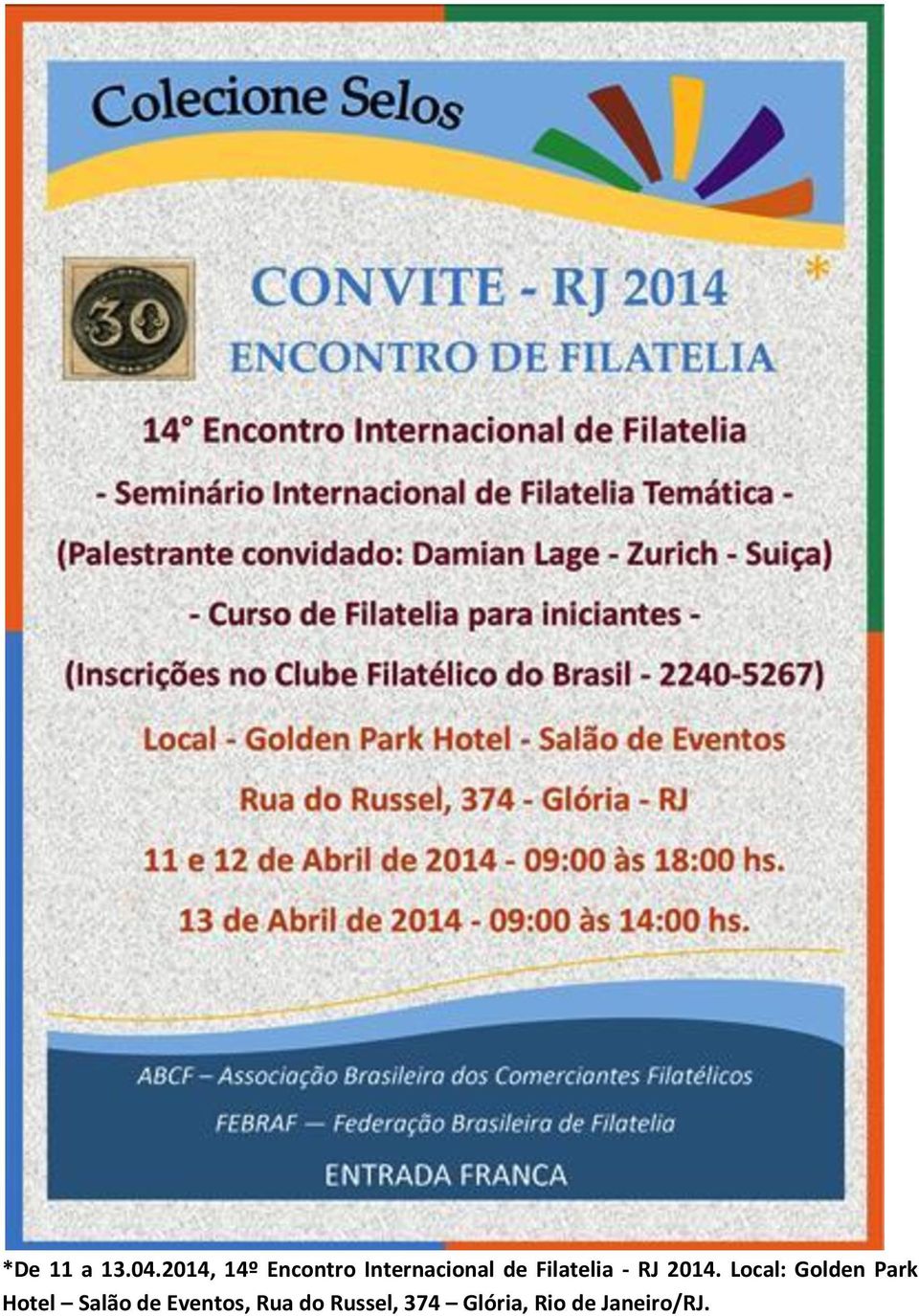 Filatelia - RJ 2014.