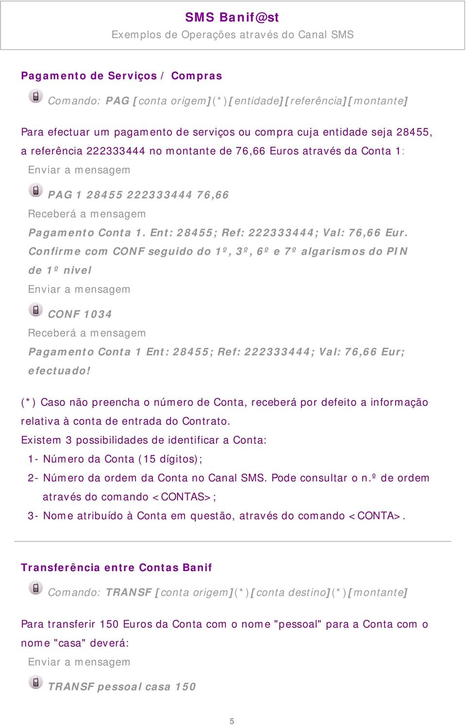 Confirme com CONF seguido do 1º, 3º, 6º e 7º algarismos do PIN de 1º nivel Pagamento Conta 1 Ent: 28455; Ref: 222333444; Val: 76,66 Eur; efectuado!