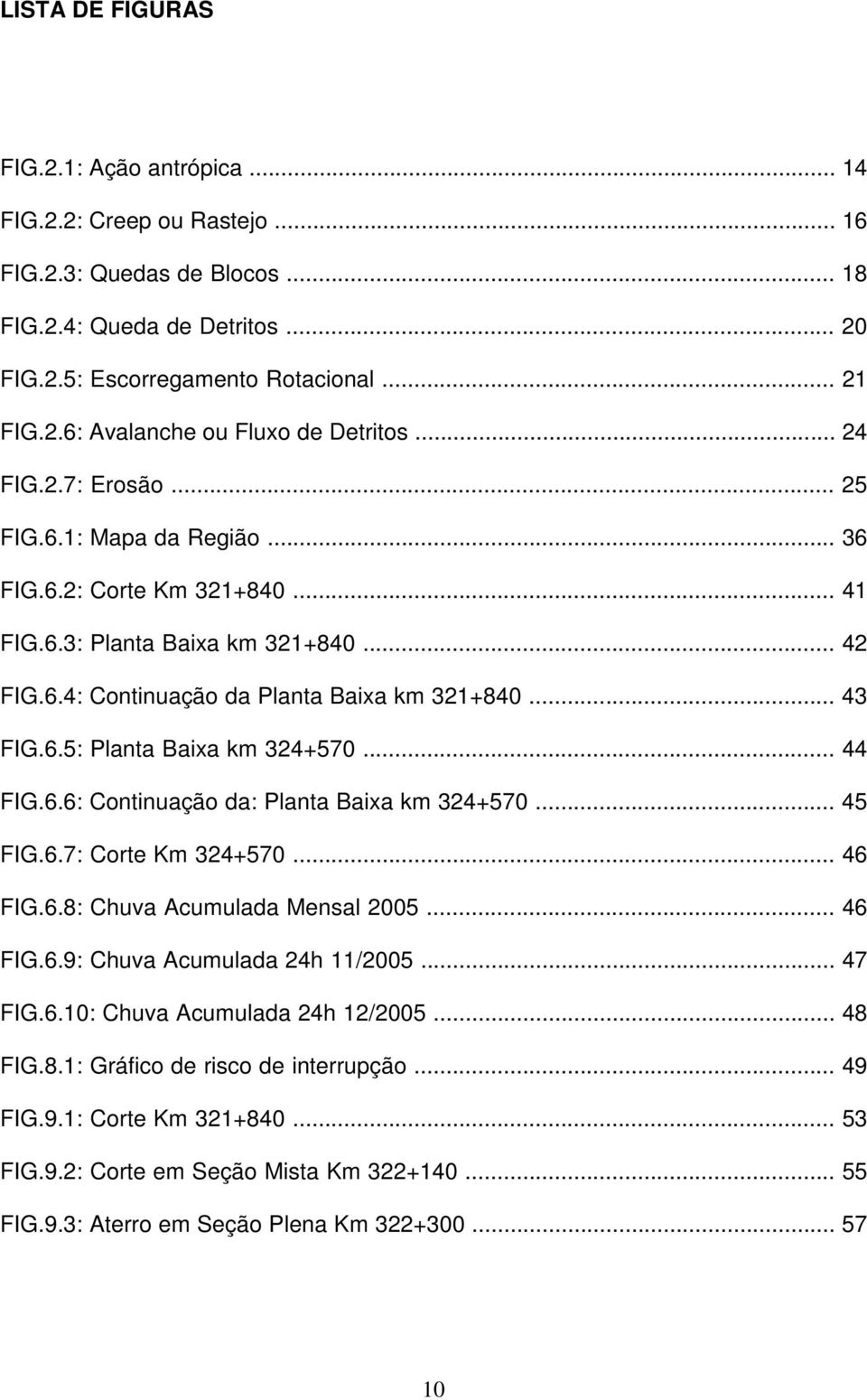 .. 44 FIG.6.6: Continuação da: Planta Baixa km 324+570... 45 FIG.6.7: Corte Km 324+570... 46 FIG.6.8: Chuva Acumulada Mensal 2005... 46 FIG.6.9: Chuva Acumulada 24h 11/2005... 47 FIG.6.10: Chuva Acumulada 24h 12/2005.