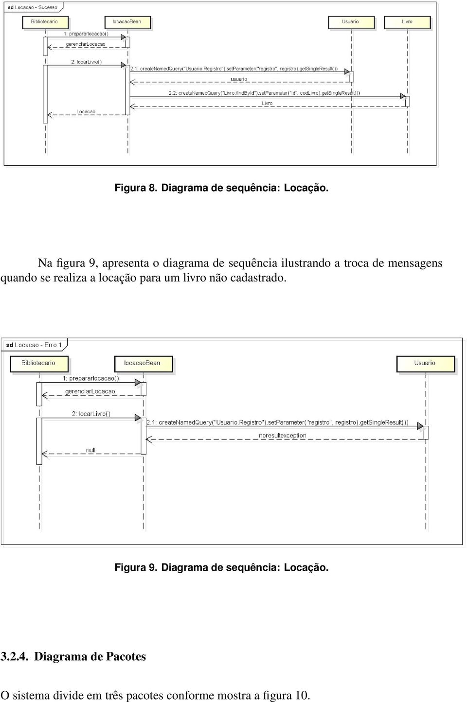 mensagens quando se realiza a locação para um livro não cadastrado. Figura 9.