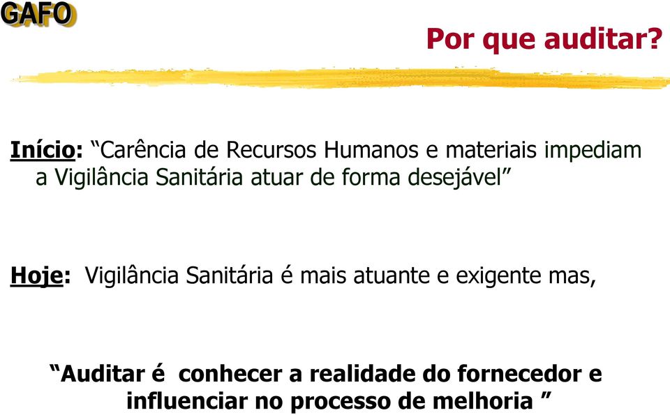 Vigilância Sanitária atuar de forma desejável Hoje: Vigilância