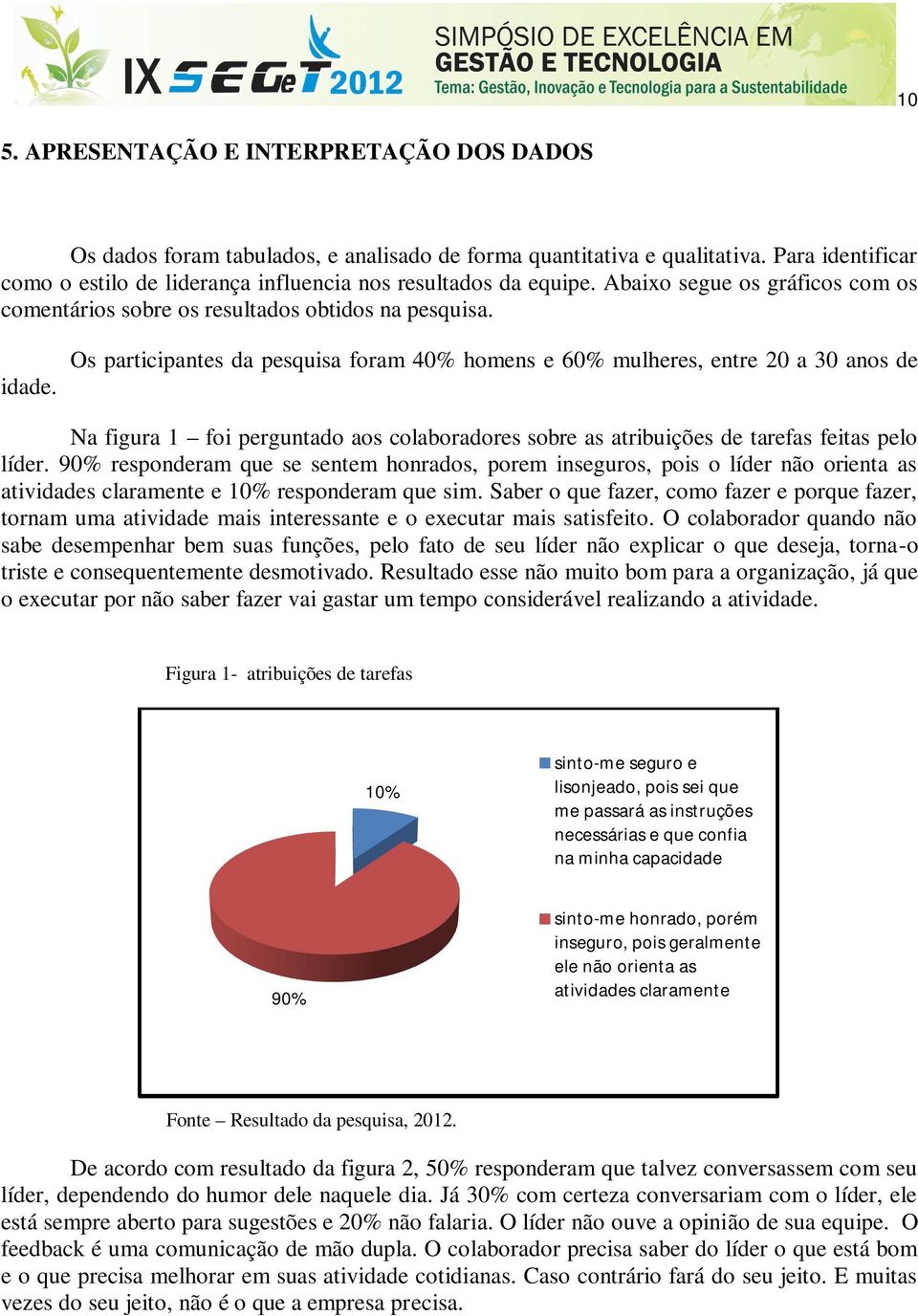 Na figura 1 foi perguntado aos colaboradores sobre as atribuições de tarefas feitas pelo líder.