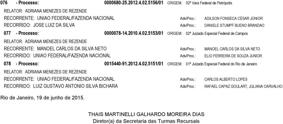5153/01 ORIGEM: 02º Juizado Especial Federal de Campos RECORRENTE: MANOEL CARLOS DA SILVA NETO Adv/Proc.: MANOEL CARLOS DA SILVA NETO RECORRIDO: UNIAO FEDERAL/FAZENDA NACIONAL Adv/Proc.
