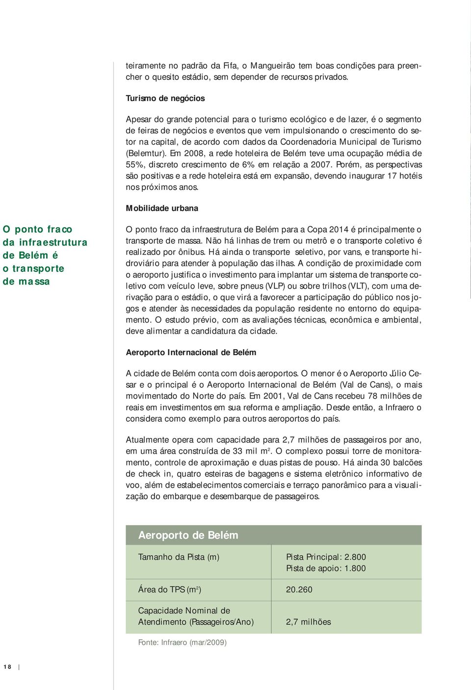 dados da Coordenadoria Municipal de Turismo (Belemtur). Em 2008, a rede hoteleira de Belém teve uma ocupação média de 55%, discreto crescimento de 6% em relação a 2007.