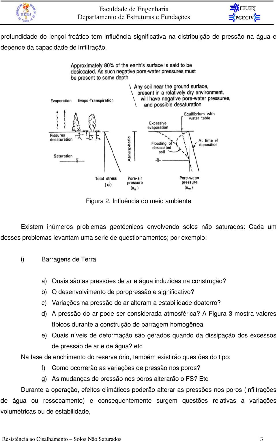 induzid n contrução? b) O deenvolvimento de poropreão e ignifictivo? c) Vriçõe n preão do r lterm etbilidde doterro? d) A preão do r pode er coniderd tmoféric?