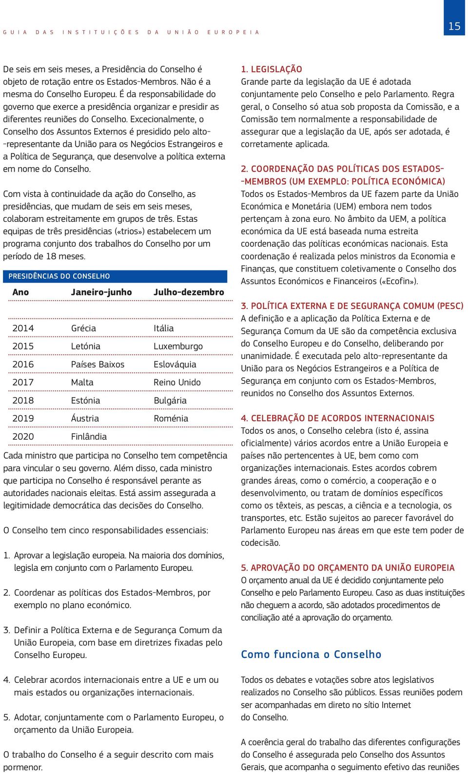 Excecionalmente, o Conselho dos Assuntos Externos é presidido pelo alto- -representante da União para os Negócios Estrangeiros e a Política de Segurança, que desenvolve a política externa em nome do