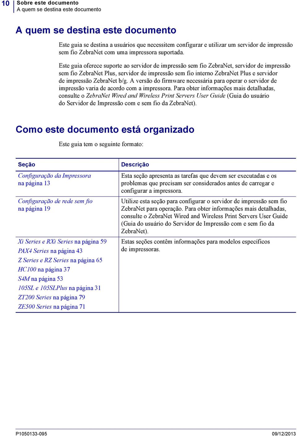 Este guia oferece suporte ao servidor de impressão sem fio ZebraNet, servidor de impressão sem fio ZebraNet Plus, servidor de impressão sem fio interno ZebraNet Plus e servidor de impressão ZebraNet