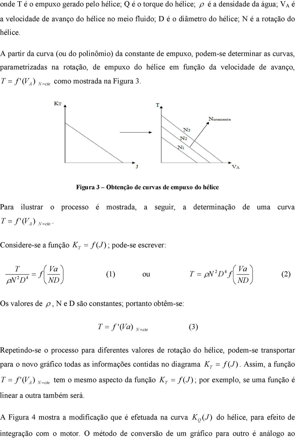 como mostrada na Figura 3. Figura 3 Obtenção de curvas de empuxo do hélice Para ilustrar o processo é mostrada, a seguir, a determinação de uma curva T = f '( V ) A N = cte.