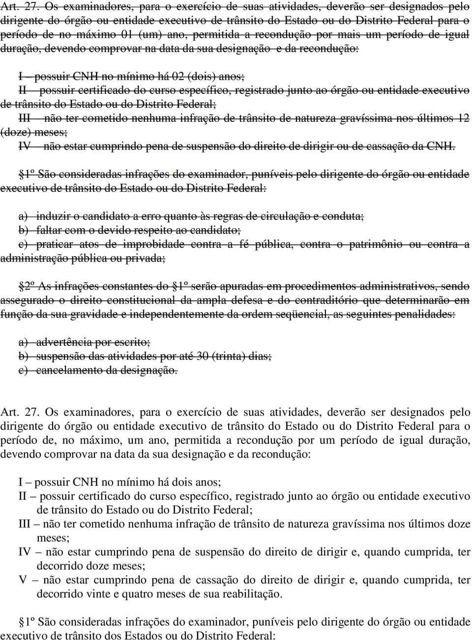 (um) ano, permitida a recondução por mais um período de igual duração, devendo comprovar na data da sua designação e da recondução: I possuir CNH no mínimo há 02 (dois) anos; II possuir certificado