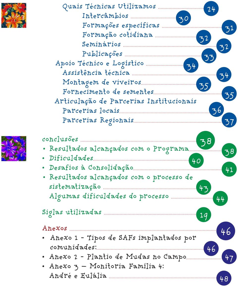 alcançados com o Programa Dificuldades 40 Desafios à Consolidação Resultados alcançados com o processo de sistematização 43 Algumas dificuldades do processo Siglas