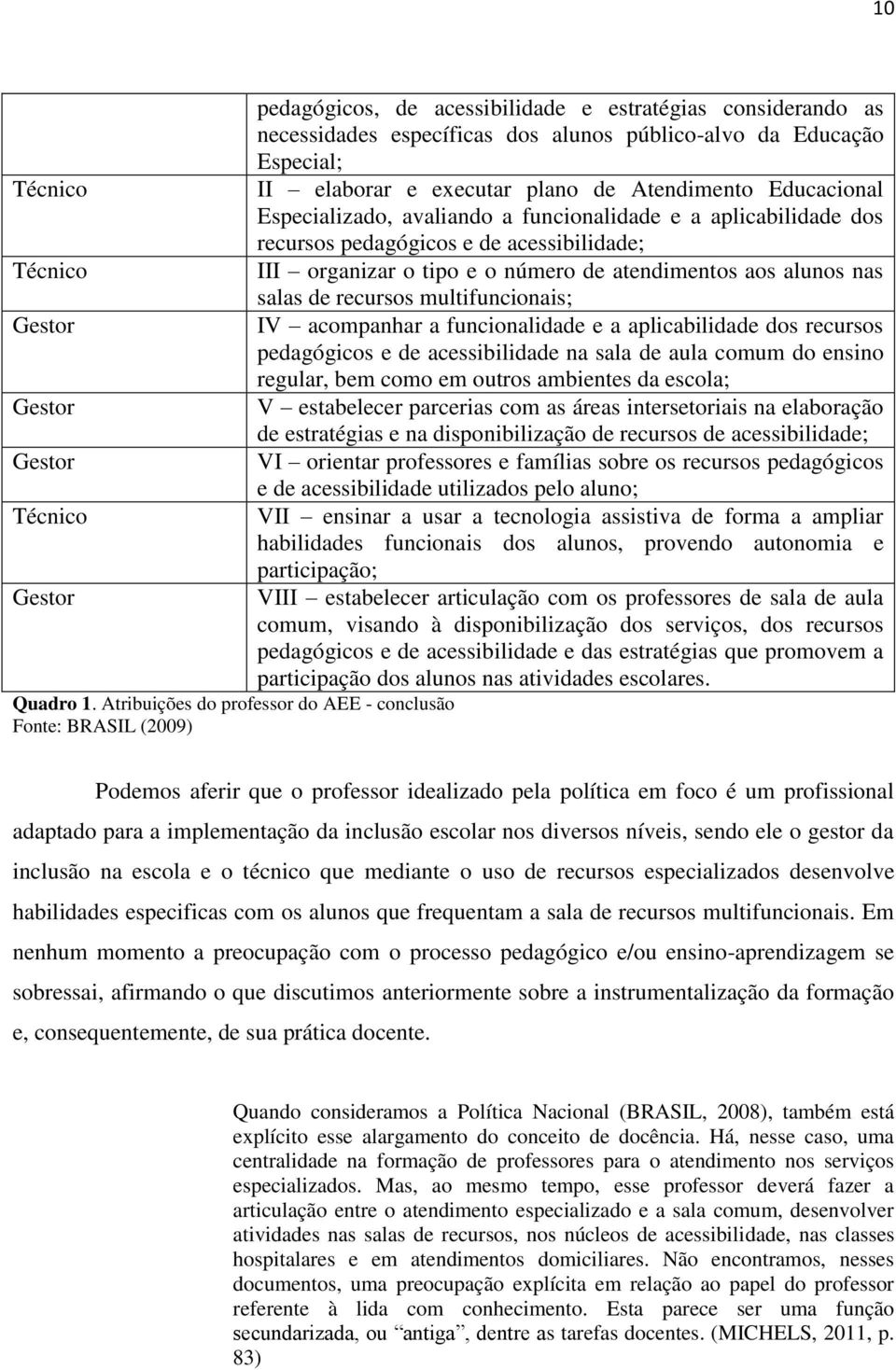 elaborar e executar plano de Atendimento Educacional Especializado, avaliando a funcionalidade e a aplicabilidade dos recursos pedagógicos e de acessibilidade; III organizar o tipo e o número de