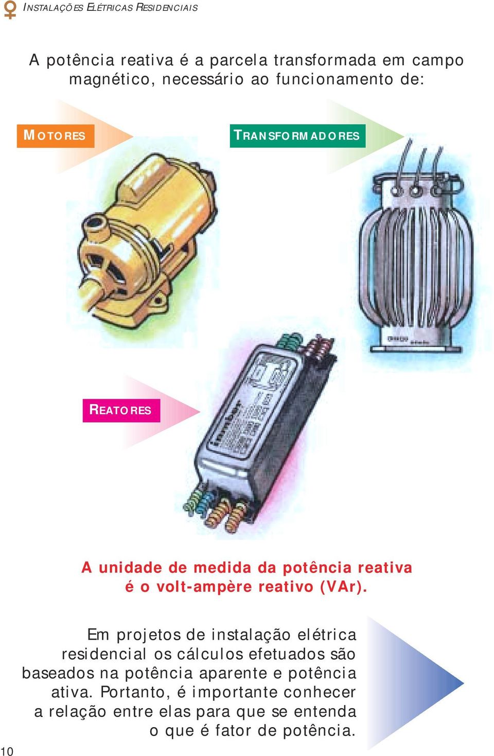 10 Em projetos de instalação elétrica residencial os cálculos efetuados são baseados na potência aparente