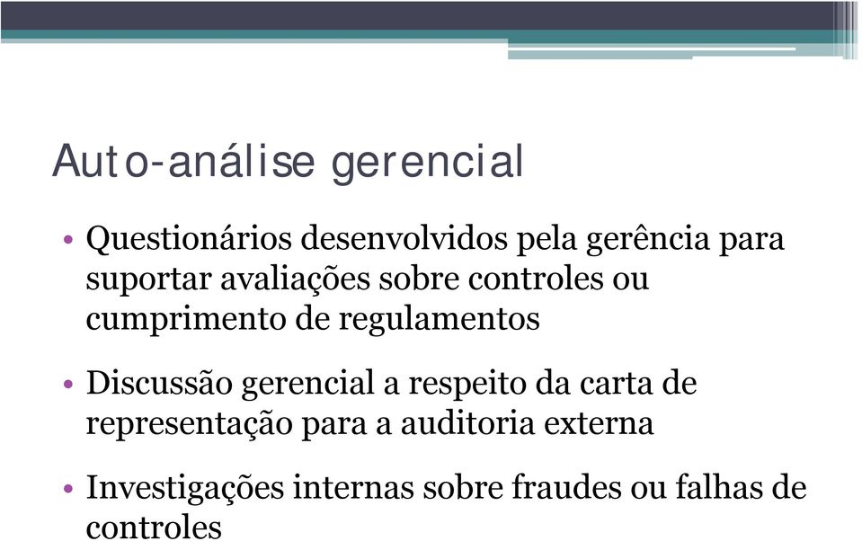 Discussão gerencial a respeito da carta de representação para a