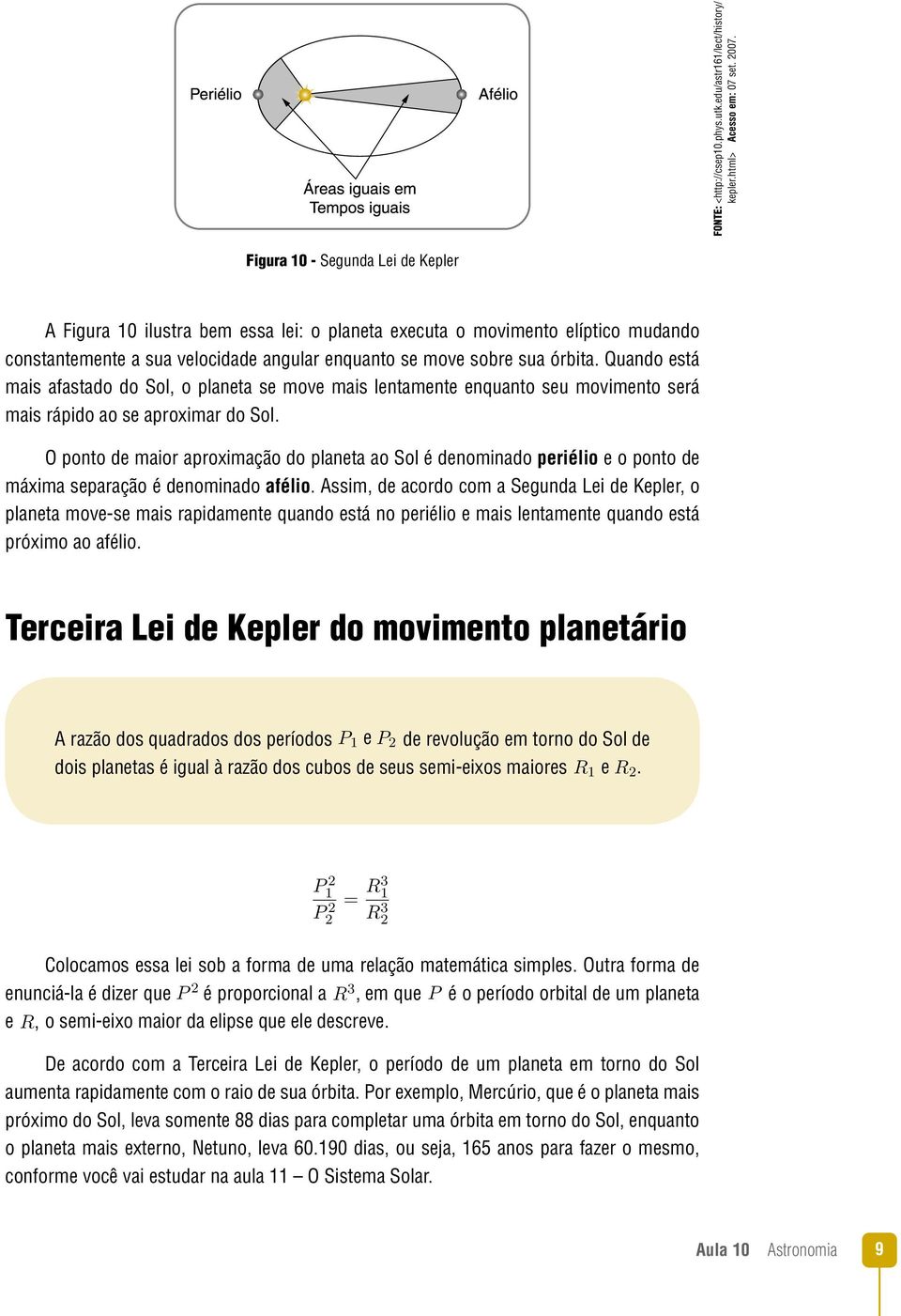 Quando está mais afastado do Sol, o planeta se move mais lentamente enquanto seu movimento será mais rápido ao se aproximar do Sol.