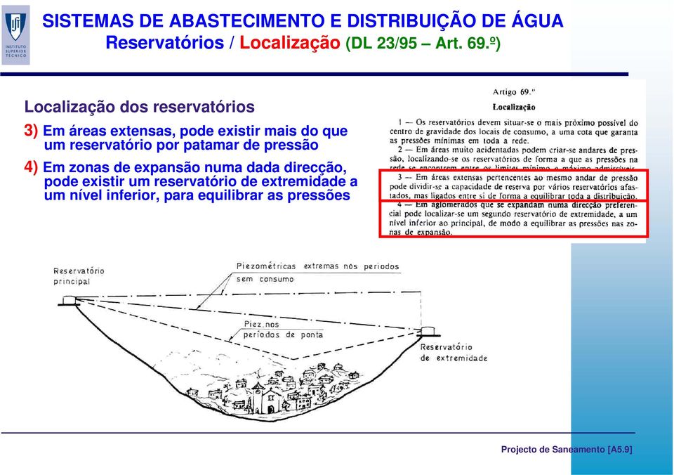 reservatório por patamar de pressão 4) Em zonas de expansão numa dada direcção,