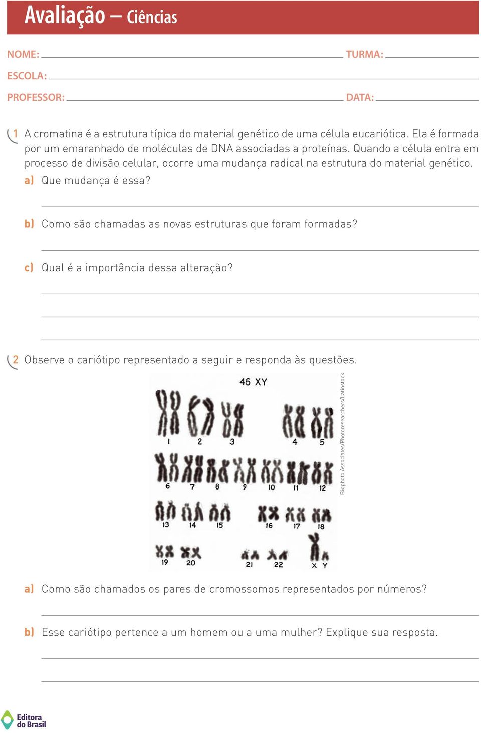 Quando a célula entra em processo de divisão celular, ocorre uma mudança radical na estrutura do material genético. a) Que mudança é essa?