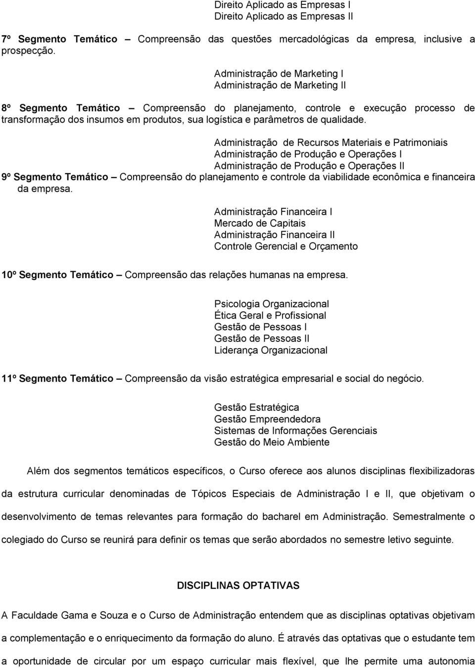 parâmetros de qualidade.