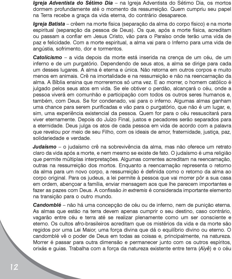 Igreja Batista crêem na morte física (separação da alma do corpo físico) e na morte espiritual (separação da pessoa de Deus).