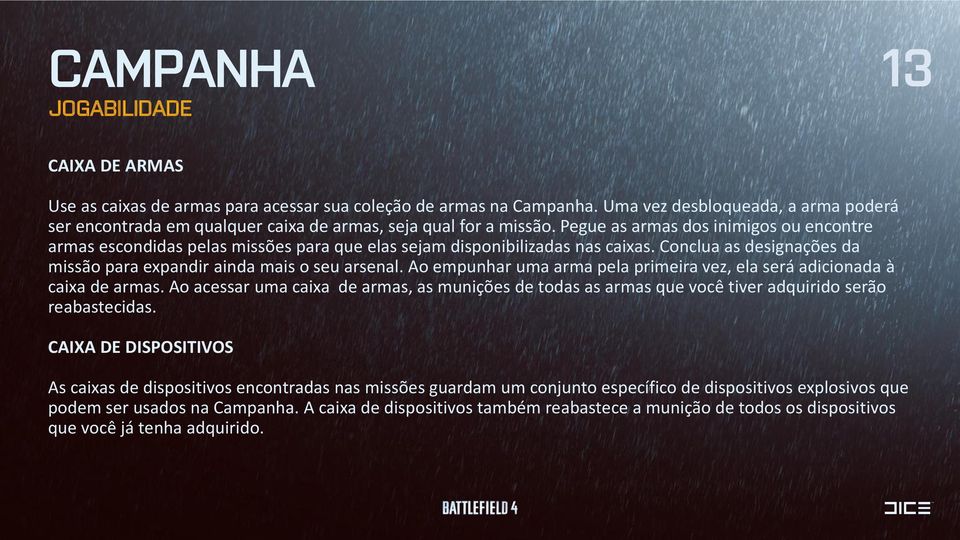 Pegue as armas dos inimigos ou encontre armas escondidas pelas missões para que elas sejam disponibilizadas nas caixas. Conclua as designações da missão para expandir ainda mais o seu arsenal.