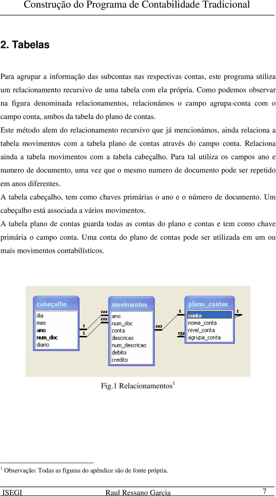 Este método alem do relacionamento recursivo que já mencionámos, ainda relaciona a tabela movimentos com a tabela plano de contas através do campo conta.