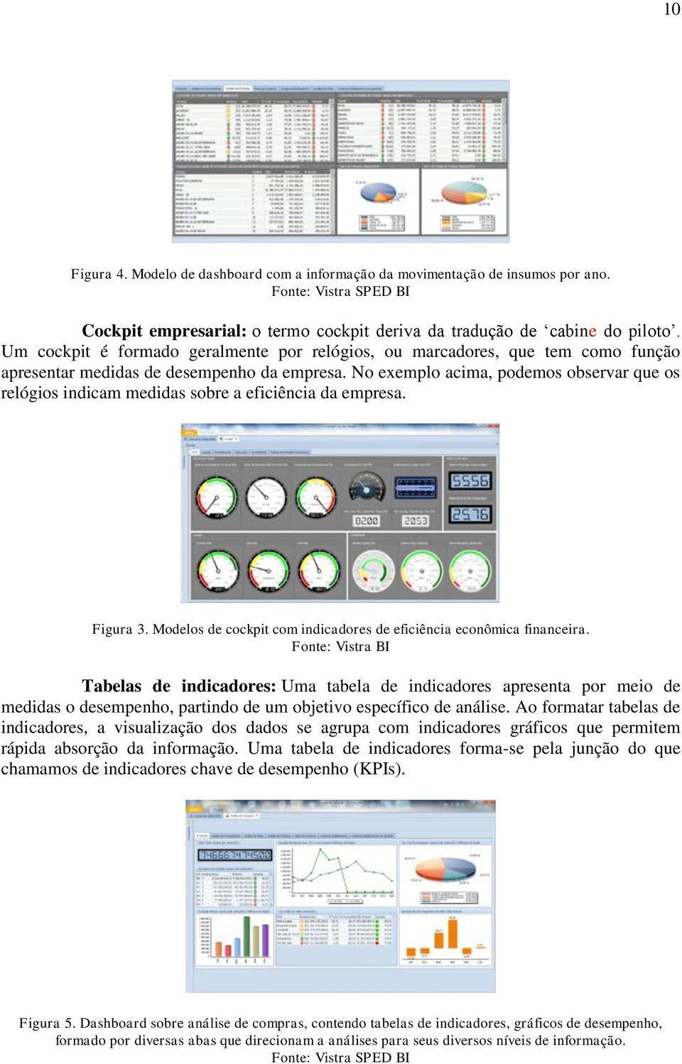 No exemplo acima, podemos observar que os relógios indicam medidas sobre a eficiência da empresa. Figura 3. Modelos de cockpit com indicadores de eficiência econômica financeira.