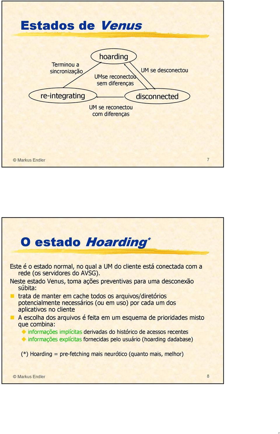 Neste estado Venus, toma ações preventivas para uma desconexão súbita: trata de manter em cache todos os arquivos/diretórios potencialmente necessários (ou em uso) por cada um dos aplicativos no