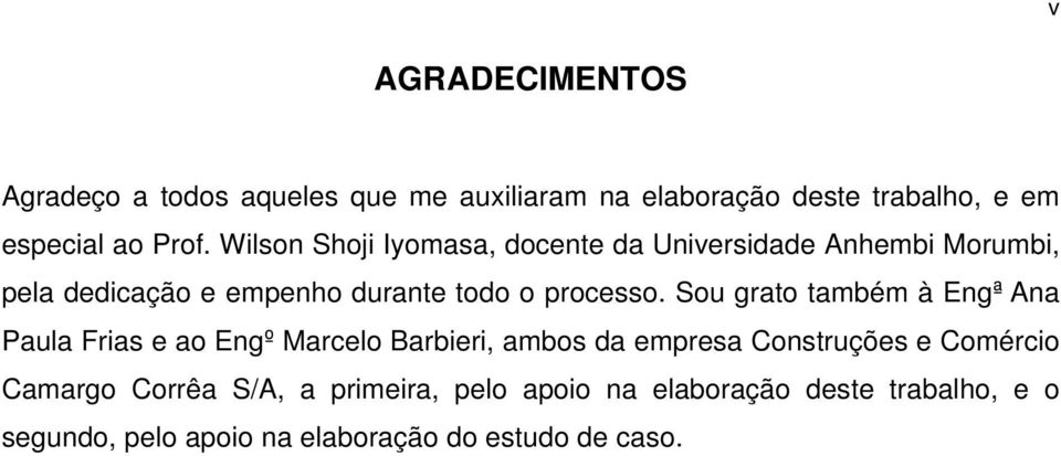 Sou grato também à Engª Ana Paula Frias e ao Engº Marcelo Barbieri, ambos da empresa Construções e Comércio Camargo