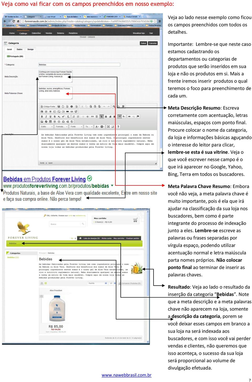 Mais a frente iremos inserir produtos o qual teremos o foco para preenchimento de cada um. Meta Descrição Resumo: Escreva corretamente com acentuação, letras maiúsculas, espaços com ponto final.